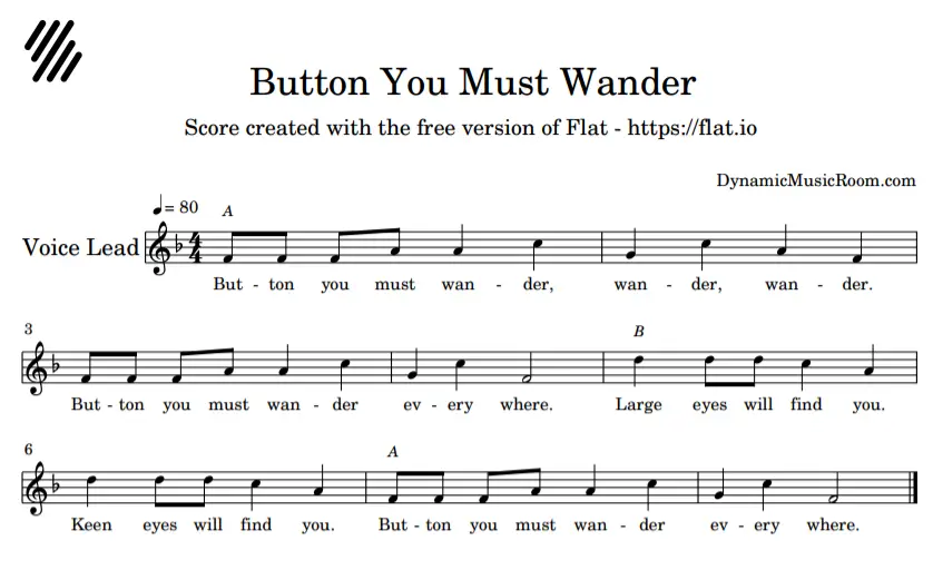 button you must wander sheet music
