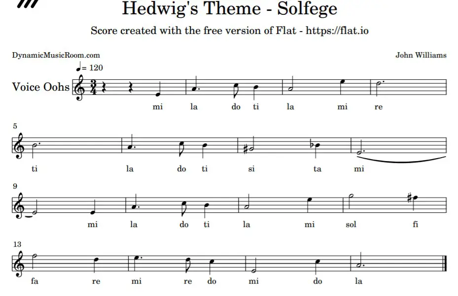image hedwig's theme solfege
