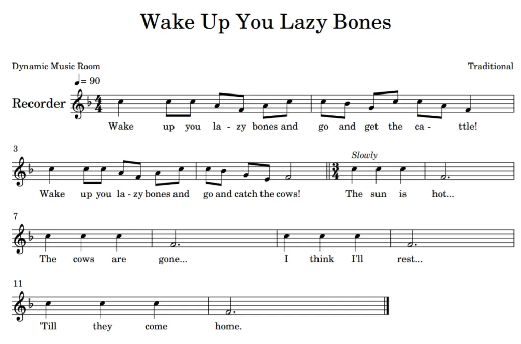 wake up you lazy bones sheet music