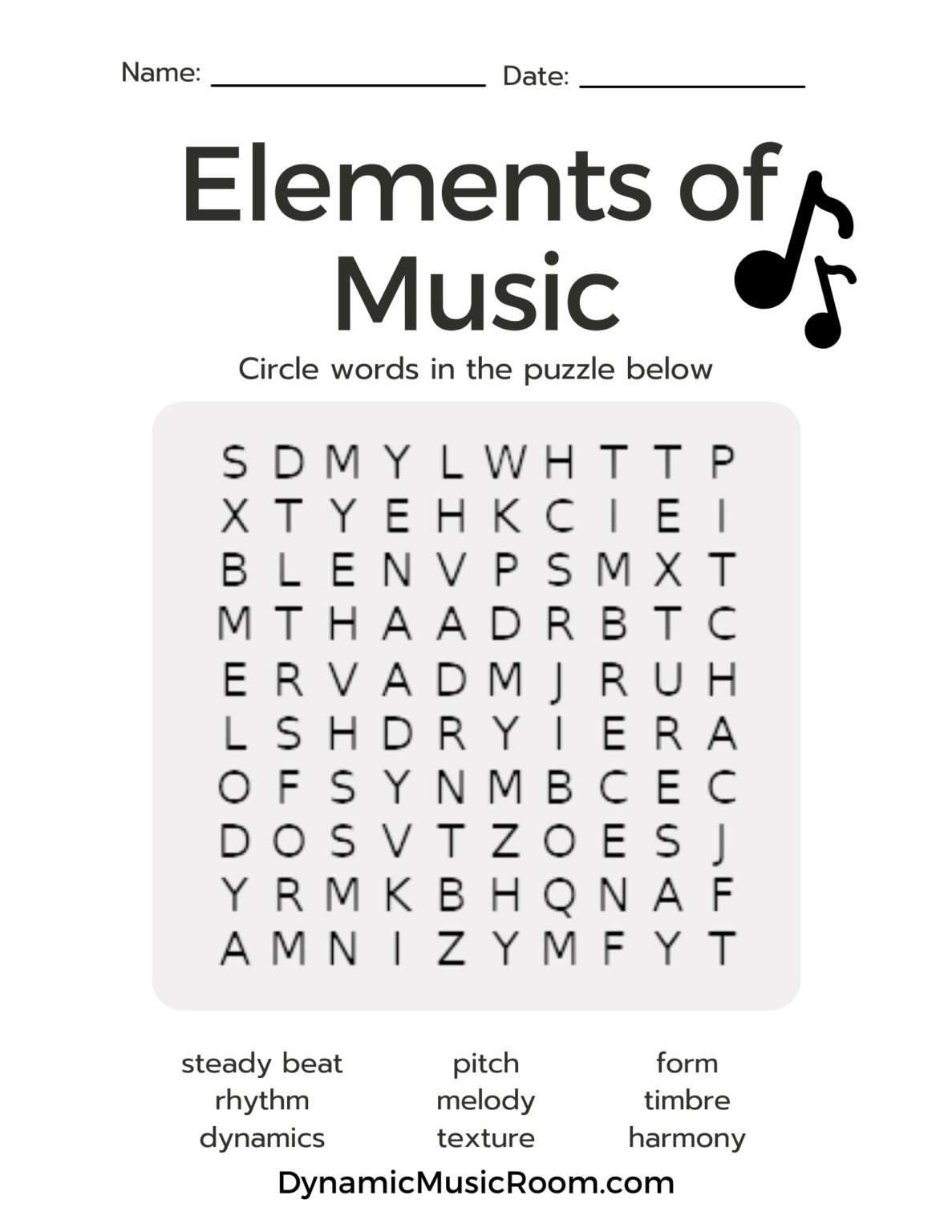 5 FREE Elementary Music Word Searches Expert Tested Dynamic Music Room