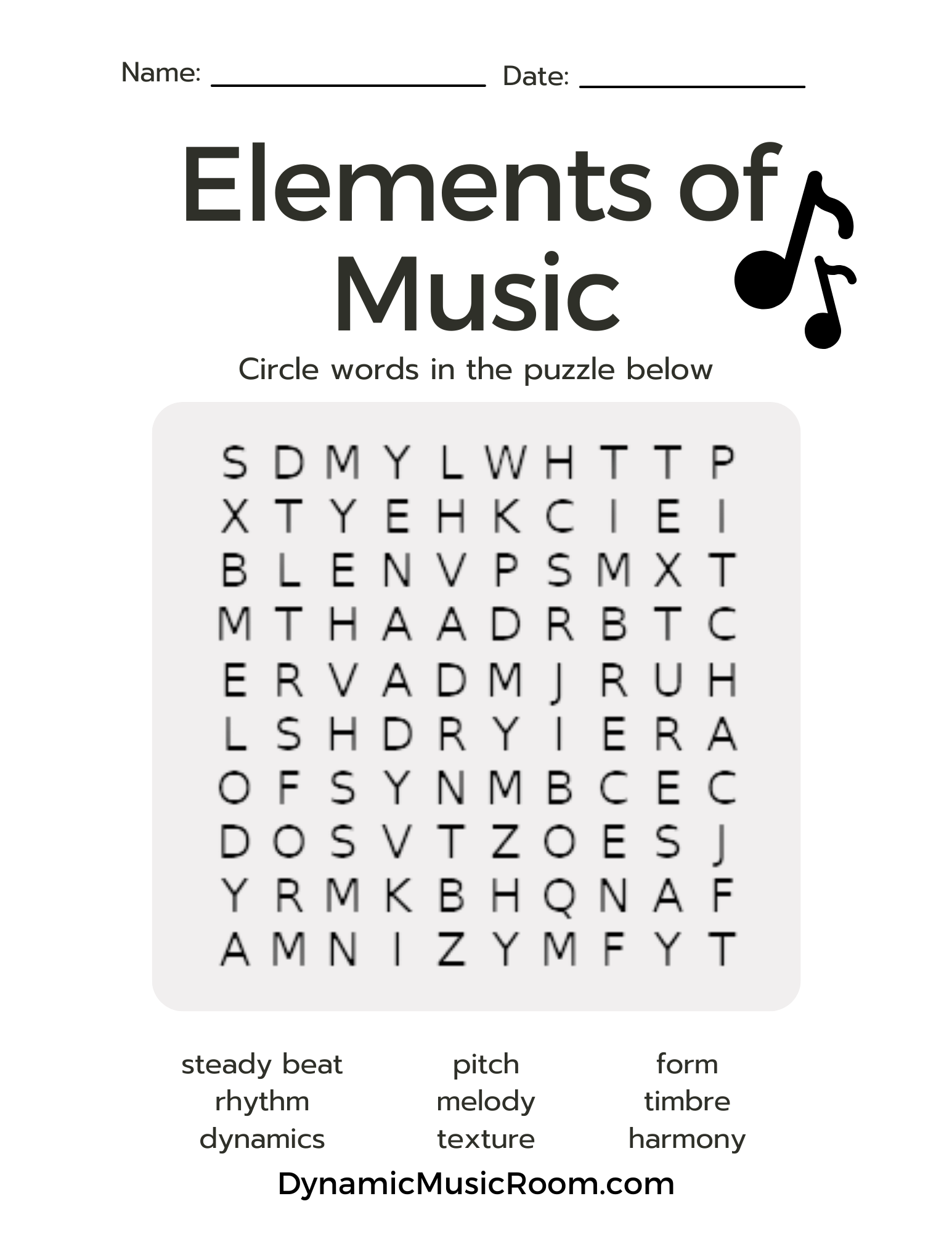 5 FREE Elementary Music Word Searches (Expert Tested!) – Dynamic Music Room